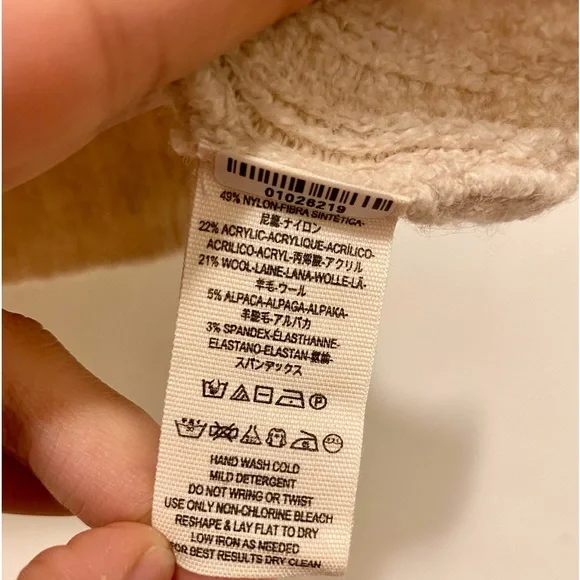 Free People Wool Blend Crew Neck Cropped Sweater Vest Tan Cream Oatmeal Large - Picture 5 of 7